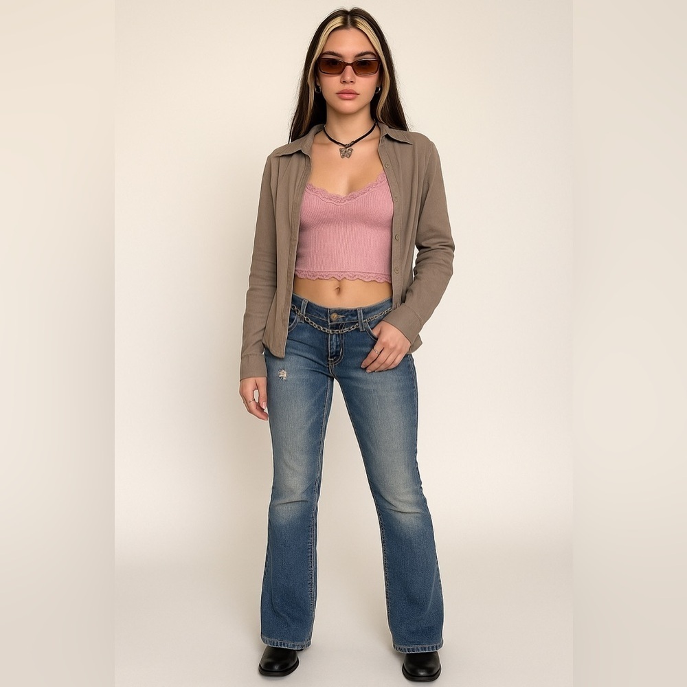 Amethyst Jeans Distressed Bootcut Mid Rise Y2K style Denim – Sz 7